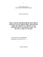 Đề tài cấp cơ sở: Thực trạng mô hình bệnh nhân BHYT chuyển tuyến trong điều trị nội trú theo quy định của thông tư số 14/2014/tt-byt tại Trung tâm Y tế huyện Vị Thủy năm 2019