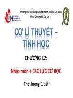 Bài giảng Cơ học lý thuyết - Tĩnh học: Chương I.2 - ĐH Công nghiệp TP.HCM