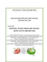 CHUYÊN ĐỀ BỒI DƯỠNG HSG SINH HỌC: SINH HỌC TẾ BÀO TRONG ĐỀ THI HSG  QUỐC GIA TỪ 2005 ĐỀN 2014