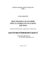 Luận văn thạc sỹ - Phân tích Báo cáo tài chính Công ty Cổ phần sản xuất hàng thể thao