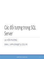 ệ quản trị cơ sở dữ liệu: Các đối tượng trong SQL Server - TS. Lại Hiền Phương (Phần 2)