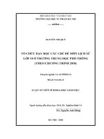 Tổ chức dạy học các chủ đề môn lịch sử lớp 10 ở trường trung học phổ thông (theo chương trình 2018) 