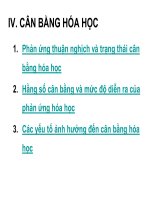 Bài giảng Hóa học đại cương - Chương 4: Cân bằng hóa học