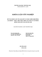 PHÁP LUẬT VỀ GIAO KẾT VÀ THỰC HIỆN HỢP ĐỒNG LAO ĐỘNG  THỰC TIỄN THỰC HIỆN TẠI CÔNG TY CỔ PHẦN BỆNH VIỆN MẮT SÀI GÒNHÀ NỘI