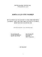 PHÁP LUẬT về GIAO kết và THỰC HIỆN hợp ĐỒNG LAO ĐỘNG   THỰC TIỄN THỰC HIỆN tại CÔNG TY cổ PHẦN BỆNH VIỆN mắt sài gòn hà nội 