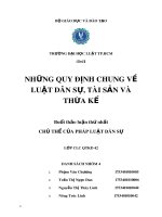 Bài tập nhóm Chủ thể của pháp luật dân sự: Những quy định chung về luật dân sự, tài sản và thừa kế