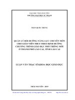 Quản lý bồi dưỡng năng lực chuyên môn cho giáo viên THCS theo định hướng chương trình giáo dục phổ thông mới ở thành phố lào cai, tỉnh lào cai 