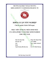 THỰC TIỄN áp DỤNG NHÃN SINH THÁI của SINGAPORE và bài học KINH NGHIỆM CHO VIỆT NAM 