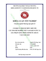 Cơ hội và thách thức đối với các doanh nghiệp việt nam khi nước ta gia nhập cộng đồng kinh tế ASEAN vào năm 2015 