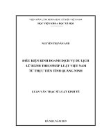 ĐIỀU KIỆN KINH DOANH DỊCH VỤ DU LỊCH LỮ HÀNH THEO PHÁP LUẬT VIỆT NAM TỪ THỰC TIỄN TỈNH QUẢNG NINH