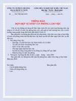 Thông báo dọn dẹp vệ sinh văn phòngMẫu 1