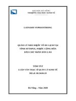 Quản lý nhà nước về du lịch tại tỉnh attapue, nước cộng hòa dân chủ nhân dân lào 