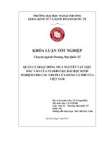 QUẢN lý HOẠT ĐÔNG MUA NGUYÊN vật LIỆU đầu vào của STARBUCKS, bài học KINH NGHIỆM CHO các CHUỖI cửa HÀNG cà PHÊ của VIỆT NAM 