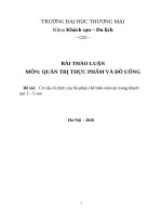 Cơ cấu tổ chức của bộ phận chế biến món ăn trong khách sạn 35 sao