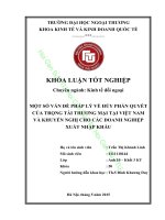 Một số vấn đề pháp lý về hủy phán quyết của trọng tài thương mại tại việt nam và khuyến nghị cho các doanh nghiệp xuất nhập khẩu 