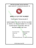 KINH NGHIỆM ỨNG DỤNG THƯƠNG mại điện tử TRONG các DOANH NGHIỆP vừa và NHỎ tại hàn QUỐC và bài học CHO các DOANH NGHIỆP VIỆT NAM 