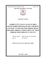 Nghiên cứu nguy cơ xuất hiện huyết khối tĩnh mạch sâu chi dưới lần đầu và kết quả dự phòng bằng heparin trọng lượng phân tử thấp ở bệnh nhân hồi sức cấp cứu tt 