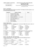 Đề thi học sinh giỏi lớp 8 anh văn (đáp án) 2016