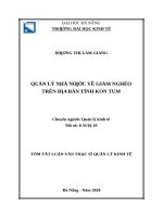 Quản lý nhà nước về giảm nghèo trên địa bàn tỉnh kon tum 