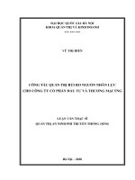 Công tác quản trị rủi ro nguồn nhân lực cho công ty cổ phần đầu tư và thương mại TNG 