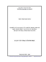 Nghiên cứu đa dạng cây thuốc trong một số kiểu thảm thực vật ở xã cúc đường, huyện võ nhai, tỉnh thái nguyên 