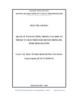 Quản lý tài sản công trong các đơn vị thuộc ủy ban nhân dân huyện đồng hỷ, tỉnh thái nguyên 