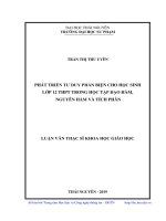 Phát triển tư duy phản biện cho học sinh lớp 12 THPT trong học tập đạo hàm, nguyên hàm và tích phân 