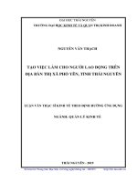 Tạo việc làm cho người lao động trên địa bàn thị xã Phổ Yên, tỉnh Thái Nguyên (Luận văn thạc sĩ)