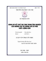 luận văn thạc sĩ đánh giá kết quả thụ tinh trong ống nghiệm của những cặp vợ chồng chỉ có phôi chất lượng kém 