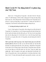 Dịch Covid19: Tác động kinh tế và phản ứng của Việt Nam