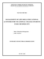 Quản lý hoạt động giáo dục kỹ năng sống cho sinh viên các trường cao đẳng nghề tại thành phố hồ chí minh tt tiếng anh 