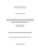 Quản lý bồi dưỡng năng lực dạy học phân hóa cho giáo viên các trường tiểu học vùng đặc biệt khó khăn tỉnh bắc kạn 