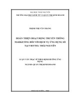 Hoàn thiện hoạt động truyền thông marketing đối với dịch vụ ứng dụng số tại viettel thái nguyên 