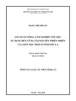 Sản xuất nông, lâm nghiệp với việc sử dụng bền vững tài nguyên thiên của dân tộc thái ở tỉnh sơn la tt 