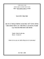 Quản lý hoạt động giáo dục kỹ năng sống cho sinh viên các trường cao đẳng nghề tại thành phố hồ chí minh tt 