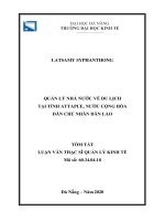 Quản lý nhà nước về du lịch tại tỉnh attapue, nước cộng hòa dân chủ nhân dân lào 