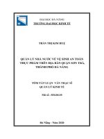 Quản lý nhà nước về vệ sinh an toàn thực phẩm trên địa bàn quận sơn trà, thành phố đà nẵng 