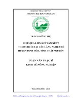 Hiệu quả liên kết sản xuất theo chuỗi tại các làng nghề chè huyện định hóa, tỉnh thái nguyên 