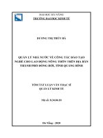 QLNN về công tác ĐTN cho LĐNT trên địa bàn thành phố đồng hới, tỉnh quảng bình 