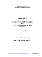 Sinh kế và thu nhập của hộ gia đình huyện định hóa, tỉnh thái nguyên 