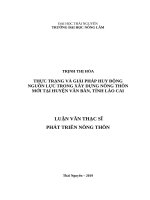 Thực trạng và giải pháp huy động nguồn lực trong xây dựng nông thôn mới tại huyện văn bàn, tỉnh lào cai 