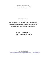 Thực trạng và một số giải pháp phát triển kinh tế trang trại trên địa bàn huyện nho quan tỉnh ninh bình 