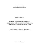 Đánh giá tình hình chuyển quyền sử dụng đất trên địa bàn thị xã phổ yên, tỉnh thái nguyên, giai đoạn 2016 2018 