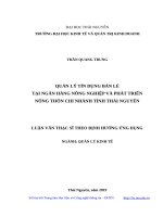Quản lý tín dụng bán lẻ tại ngân hàng nông nghiệp và phát triển nông thôn chi nhánh tỉnh thái nguyên 