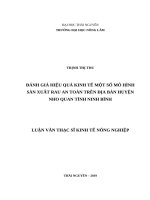 Đánh giá hiệu quả kinh tế một số mô hình sản xuất rau an toàn trên địa bàn huyện nho quan tỉnh ninh bình 