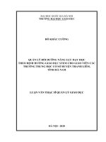 Quản lý bồi dưỡng năng lực dạy học theo định hướng giáo dục STEM cho giáo viên các trường trung học cơ sở huyện thanh liêm, tỉnh hà nam 