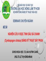 nghiên cứu vi bọc tinh dầu sả chanh (cymbopogon citratus) bằng kỹ thuật sấy phun 