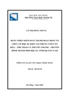 Hoàn thiện kiểm soát nội bộ hoạt động tổ chức lễ hội,sự kiện tại trung tâm văn hóa  thể thao và truyền thanh  truyền hình thành phố hội an, tinhrquangr nam 