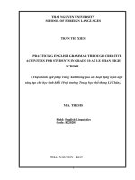 Thực hành ngữ pháp tiếng anh thông qua các hoạt động ngôn ngữ sáng tạo cho học sinh khối 10 tại trường trung học phổ thông lê chân 
