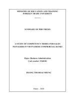 Nghiên cứu khung năng lực nhân sự quản lý kinh doanh trong các ngân hàng thương mại việt nam tt tiếng anh 